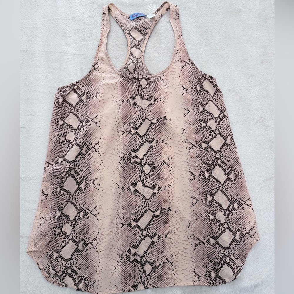 Acrobat Silk Snake Print Racerback Tank Top XS Neutral Boho - Picture 2 of 7